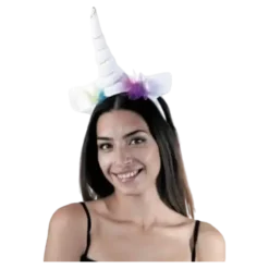 Serre Tête Licorne Blanc Avec Tulle Multicolore