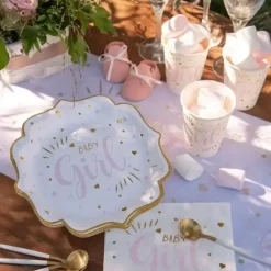 Serviette Baby Shower Girl Rose (lot de 20)
