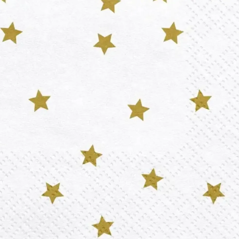 Serviette en papier blanche avec étoile or (lot de 20)