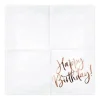 Serviette en papier Happy Birthday Or Rose (Lot de 20)
