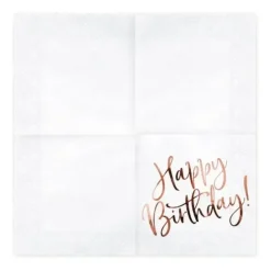 Serviette en papier Happy Birthday Or Rose (Lot de 20)