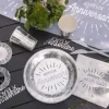 Serviette Joyeux Anniversaire Blanc/Argent (lot de 10)