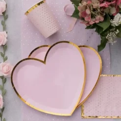 Serviette Rose à Pois et Dorure Or (lot de 20)