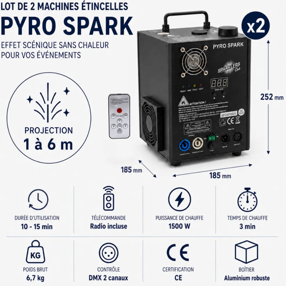 SPARKLERS CLUB® - Lot de 2 Machines étincelles - PyroSpark