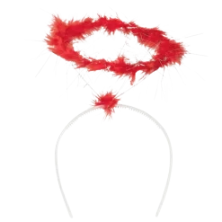 Tiare Halo Rouge – Bandeau Ange Démon Pailleté avec Plumes