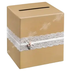 Urne en papier kraft avec dentelle blanche