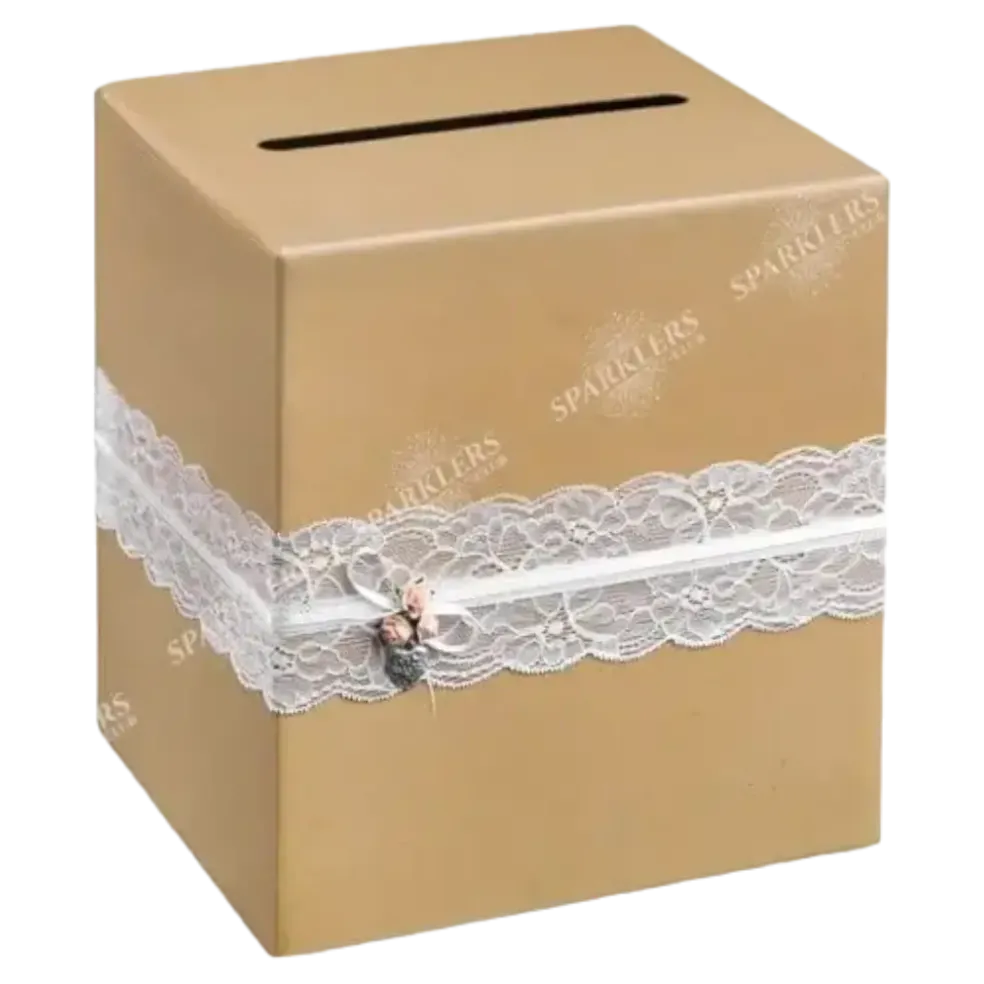 Urne en papier kraft avec dentelle blanche
