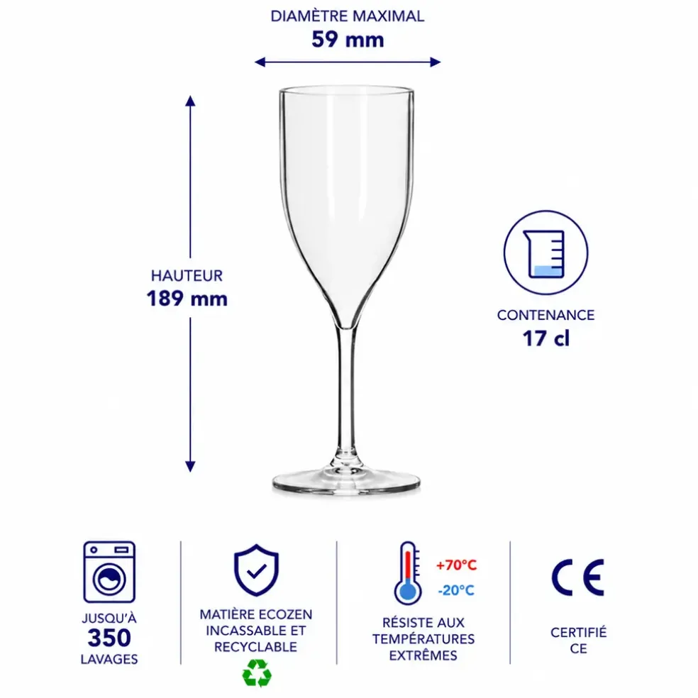 Verre flûte à champagne "Vénus" incassable en Ecozen - 17 cl