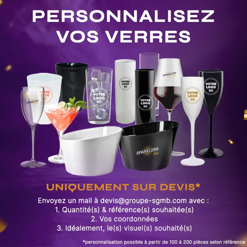 Verre tube incassable Noir 22cl