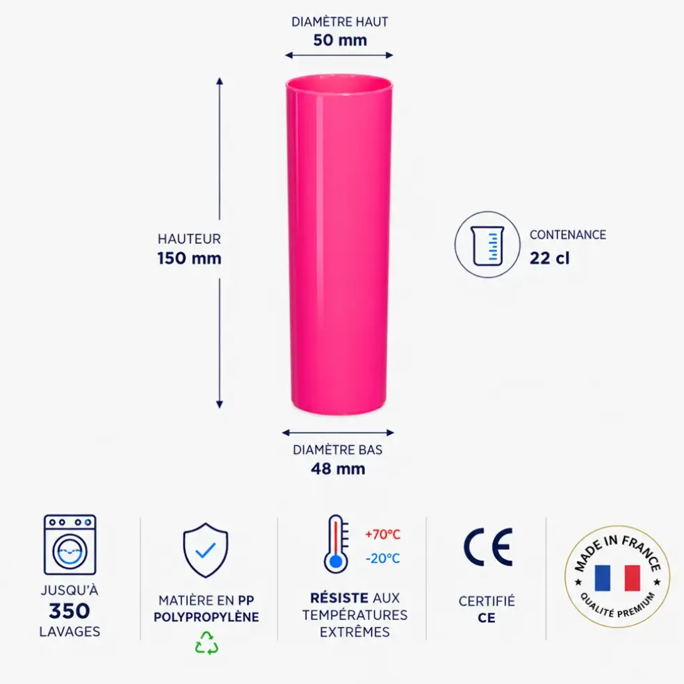 Verre tube incassable Rose 22cl