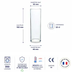 Verre tube incassable Transparent 22cl